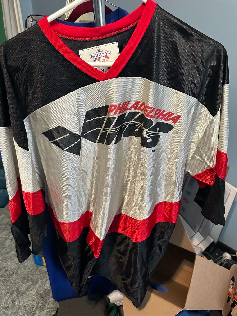 Philadelphia Wings Vintage Hockey Jersey - Black, Silver, Red